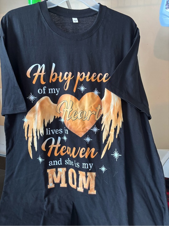 Tops - Black Graphic womens Tee with Gold Heart and Wings